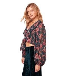 NWT Band of the Free Women XS Paisley Tie Front Crop Top Boho Chic Western‎